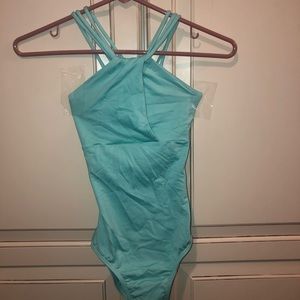 Mint blue strappy ballet leotard